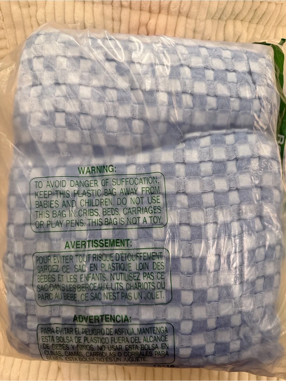 Plush Light Blue Check Throw Blanket - Bedsure